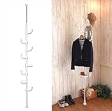 [ 突っ張り ポールハンガー トレイ付 ] PH-3027 WH 幅29.5×奥行29.5× 高さ 217-275cm ハンガーラック スタンドハンガー パイプハンガー 省スペース 隙間収納 衣類収納 玄関収納 子供部屋 収納 シンプルつっ