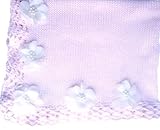 ニットピンクコットンLargeブランケットTrimmed withパールセンターシフォンバラ