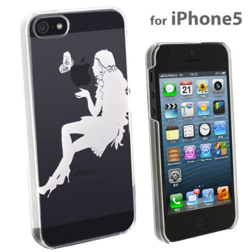 docomo au SoftBank iPhone5 iPhone5S 対応 Applus キャラクター ハード クリア ケース カバー ジャケット (ホワイト/キス)