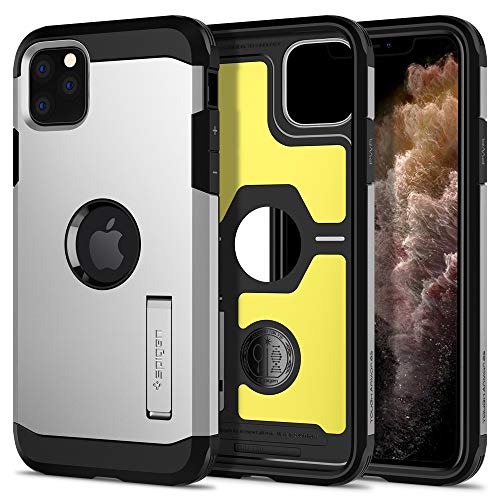 【Spigen】 スマホケース iPhone 11 Pro ケース 5.8インチ 対応 超耐衝撃 新モデル スタンド機能 米軍MIL規格取得 カメラ保護 傷防止 衝撃 吸収 Qi充電 ワイヤレス充電 タフ・アーマー XP 077CS27448 (サテン・シルバー)