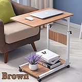 昇降式サイドテーブル 木目調 キャスター付き EA-ST04-BWD ブラウンウッド