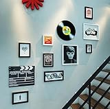 11写真フレーム階段壁装飾壁画の組み合わせ、テレビの背景壁掛けの絵画の組み合わせ装飾的な絵画、創造的な壁掛けの固体木枠、オーディオビデオクラシック (色 : B)