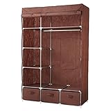 引き出し3個付 ハンガーラック カバー付き 幅110 (ブラウン)