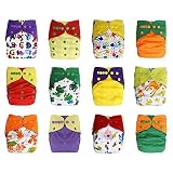 One Size Reusable Charcoal Bamboo Cloth Pocket Diapers, Bundle Set + 24 Inserts (Unisex) by Ecoable
