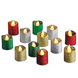 LED Glitter Holiday Flamelessキャンドル – 12のセット