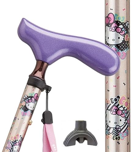 Amazon | 杖 キティちゃん おしゃれ 女性用 軽量 ブラック ハロー