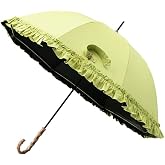 SUKAAGO 日傘 完全遮光 長傘 フリル 遮光率100% 紫外線 UVカット 晴雨兼用 傘 軽量 丈夫 1級遮光 大人 かわいい おしゃれ きれいめ 深張り 日光 竹手元 バンブーピンクトリック 母の日 押し活