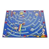 MagiDeal木製パズルマグネットビーズスロット迷路Labyrinth磁気ペンNine Planets