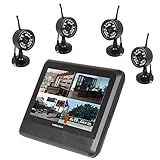 ZTOP Wireless Widescreen HD LCD 7 Inch 4CH Digital Camera & DVR System 1-Monitor 4-Cameras Baby Pets