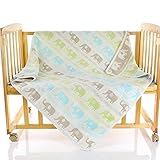 6重ガーゼ 綿毛布 110×110cm 肌に優しい 無添加 夏 秋 冬 綿100％ 吸汗速乾 丸洗いOK (象)