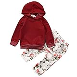 子供服 キッズ服　女の子 フラワー パターンスウェット+レギンス 二点セット (70(0-6月), 赤い)