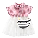 (プタス)Putars幼児の赤ちゃんの女の子の綿の半袖のチェック柄の服のパーティープリンセスドレスセット6ヶ月 - 24ヶ月