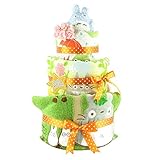 おむつケーキ トトロ 3段 出産祝い ベビーギフト タオル ガラガラ スタイ ぬいぐるみ ジブリ ネコバス totoro13