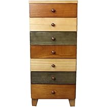 Amazon｜シックな色合いのカラフル 木製 チェスト 7段［幅35cm×奥行