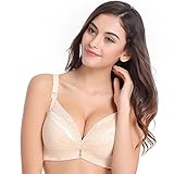 【SEBLES】マタニティ 産前 産後 授乳 フロントバックル エレガント 4列4段ホック レース 豪華 ブラジャー ベージュ 10サイズ(85B)
