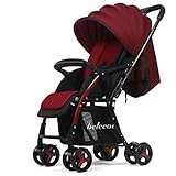 ベビーカー 両対面ベビーカー 対面押す可能 片手開閉タイプ 軽量 折りたたみ簡単 車トランク収納可 通気性良い 前後輪ブレーキ付き 弧状フレーム 大容量物置袋付き (スチールーレッド) (スチールーレ