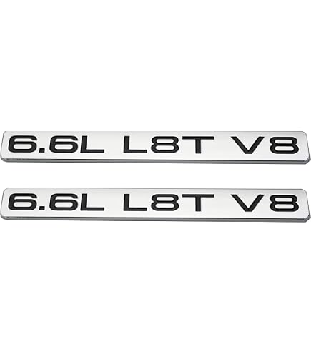 Pair Set 6.6L L8T V8 Liter Gas Emblems 3D Engine Hood 2020-2022 (Red White