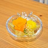[florence du]アップル型ガラス陶器 2色バラアレンジメント イエロー×オレンジ クリアケース付 結婚記念日 誕生日 祝い フラワーギフト 花ギフト プレゼント 敬老の日