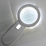 LEDライトルーペ 老眼 ジャンボルーペ・読書用拡大鏡 拡大倍数10X 直径：75mm　10個LED　 [手持ちルーペ 虫眼鏡 虫めがね 天眼鏡] 虫めがね 拡大鏡 ルーペ（プラスチック、ガラス、ホワ