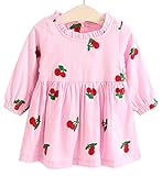 ベビー服 子供服 女の子 ワンピース キッズ ドレス 新生児 ボディースーツ ベビー 長袖 赤ちゃん 入学式 出産祝い 七五三 綿 花柄 ベビースーツ チェリー柄 (95cm, 1ピンク)