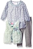 Nannette Baby Girls' 3 Piece Curly Faux Fur Vest and Legging Set Green 24 Months [並行輸入品]