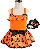 子供用ハロウィン 魔女風ロンパース2点セット【10550706】 60cm オレンジ