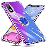 Aquos wish ケース リング付き クリア TPU グラデーション色 SHG06 携帯カバー 耐衝撃 透明 車載ホルダー対応 一体型 