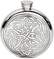 Wentworth Pewter - Celtic Circle Round Pewter Flask, Spirit Flask, 6oz Capacity