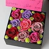 バラの花の万華鏡♪ローズBOX　濃いめのビビットカラー（プリザーブドフラワー）