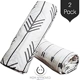 Kaydee Baby 100% Organic Muslin Cotton Swaddle Baby Blanket Set of 2 - 47x47 Inch Large Unisex Swadd