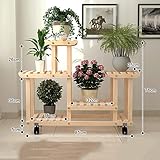 消毒木製フラワースタンド アンティーク4層天然広葉樹屋内/屋外植物劇場折りたたみポータブルハーブブース温室ウッドシェルフ庭装飾 強い支持力 (色 : B-2)