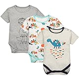 Mum'scare 3枚 ベビー服 半袖ボディースーツ ロンパース カバーオール 恐竜 男の子 (85 (12 - 18か月))