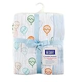 Hudson Baby Muslin Swaddle Blankets, Blue Balloons by BabyVision [並行輸入品]