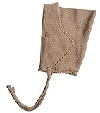 Plus Nao(プラスナオ) 子供用 ニット帽 とんがり帽子 顎ひも付き ニットキャップ ボンネット ベビー キッズ 赤ちゃん 男の子 女の子 冬帽子 - ブラウン