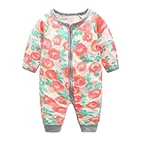 Domybestベビー服　 ロンパース カバーオール　新生児 ボディスーツ 可愛い女の子 男の子長袖 ジッパー　花プリント　ジャンプスーツ ベビーロンパース　肌着　春夏秋冬　 四季兼用 出産祝い お着