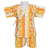 アスナロ（甚平） 甚平 子供 ベビー 女の子 日本製生地 綿100％ 桜 うさぎ柄 和柄95 イエロー