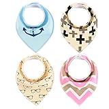 AKC スタイ ビブ よだれかけ コットン100% 柔らかい 2層タイプ スナップ 三角 ベビー 4枚セット (Jセット)