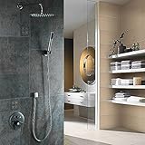 Bakala ®ラグジュアリー8 – 10 – 12 – 16インチステンレススチールバスルームRainfallシャワー洗面のヘッドシャワーセットハンドシャワー 16 inch N803-4