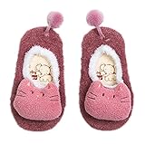 (ビグッド)Bigood かわいい ベビー 赤ちゃん もこもこ 暖かソックス 靴下 アニマル ルームシューズ ファーストシューズ 滑り止め 室内 出産祝い（ピンクL）