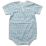 《年間定番》Babbun(バブーン)【日本製】天竺JQクマ顔ボーダーボディーロンパス 80cm /サックス NO.KK-31-5440F