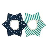 防水３６０度スタイ ２柄セット 星＆ターコイズボーダー