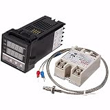 デジタルLCD PID REX-C100温度コントロ ーラセット+ K熱電対+最大40A SSR 出力電流40A 入力電圧DC 3-32V 出力電圧24-380V AC 出力電圧範囲：標準タイプ