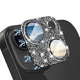 CeiBand ラインストーン カメラフィルム iPhone 15/iPhone 15 Plus 対応 レンズカバー カメラ保護 アルミ合金縁取り+強化ガラス】 キラキラ レンズ保護フィルム 高透過率 露出オーバー防止 全体保護 カメラ保護フィルム iPhone 15/iPhone 15 Plus 対応 （ブラック）