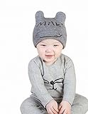 帽子 ベビー かわいい ニットキャップ 耳付きニット帽 赤ちゃん 柔らかい プレゼント 出産祝い 秋冬 (グレー)