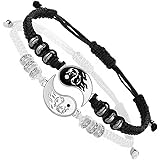 INENIMARTJ 4Pcs Yin Yang Matching Dragon Bracelet Necklaces Set for Women Men,Yin Yang Couple Bracelet Pendant Necklaces for 