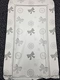 Deluxe Unisex Baby Waterproof Changing Mat with Raised Edges - Buttons & Bows Design (Grey) by babie