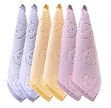 綿 100％ タオル ベビー 子供 キッズ クマ ウサギ 25cm ハンカチ (6枚青紫黄)