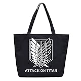 ファッション アニメ グッズ 進撃の巨人 風 attack on titan 可愛 VIP バッグ ハンドバッグ (ブラック)