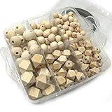 Amyster DIY Nursing Jewelry Combination Package Blending Natural Round Geometry Hexagon Wooden Beads