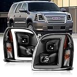 AmeriLite LEDバープロジェクター ブラックヘッドライトセット 2007-2014 GMC Yukon/Yukon XL/Denali Driver + 助手席側用